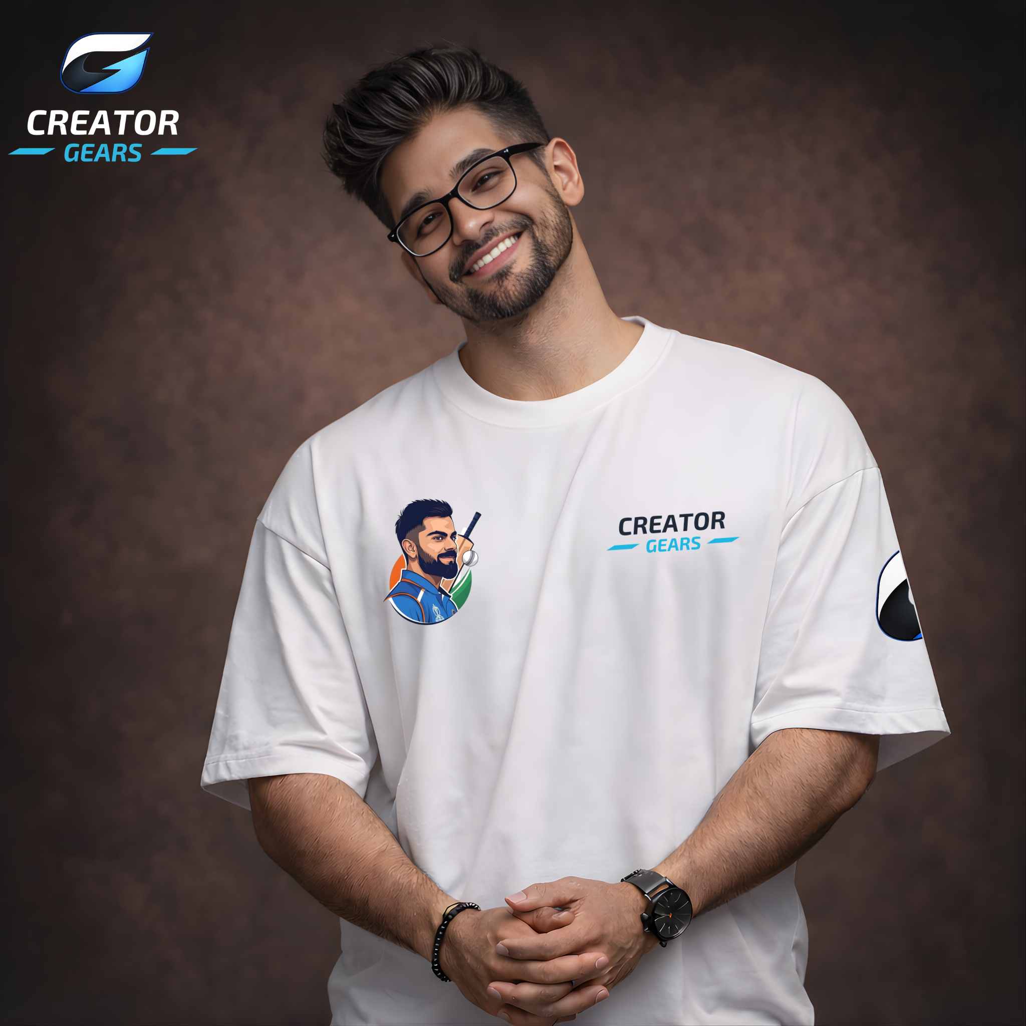King Kohli Edition White Oversized Tee | Creator Gears