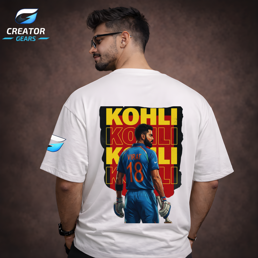 King Kohli Edition White Oversized Tee | Creator Gears