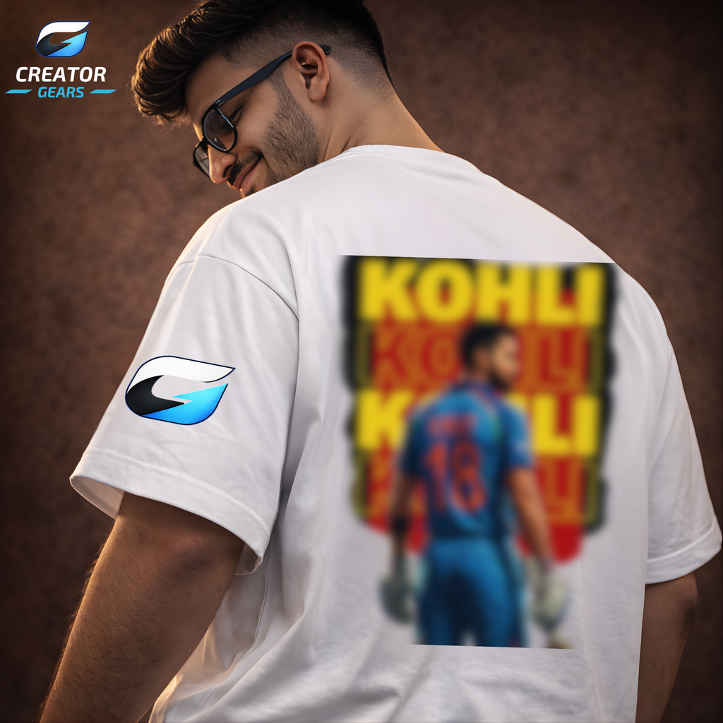 King Kohli Edition White Oversized Tee | Creator Gears