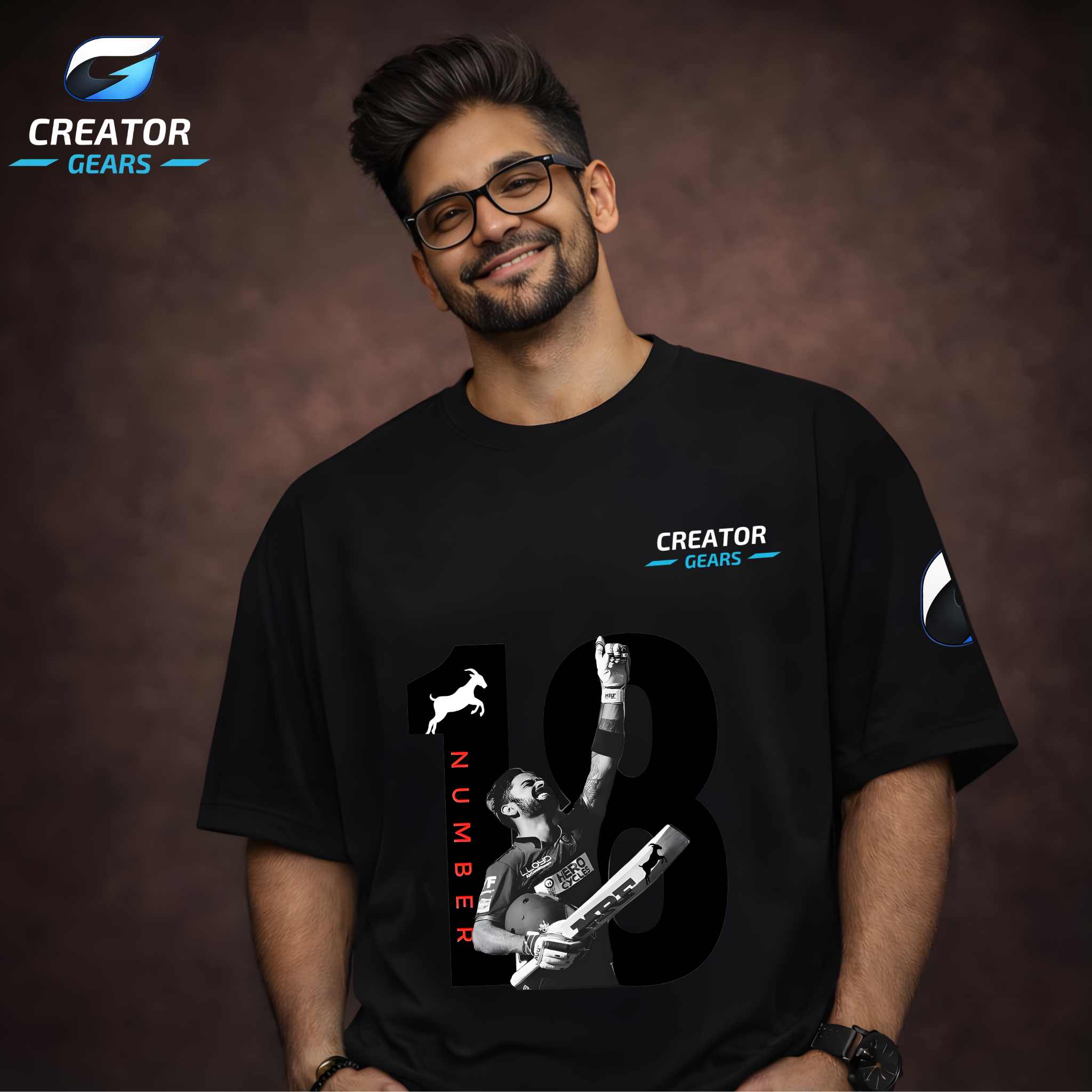 GOAT 18 | King Kohli legacy Oversized Tee  | Creator Gears