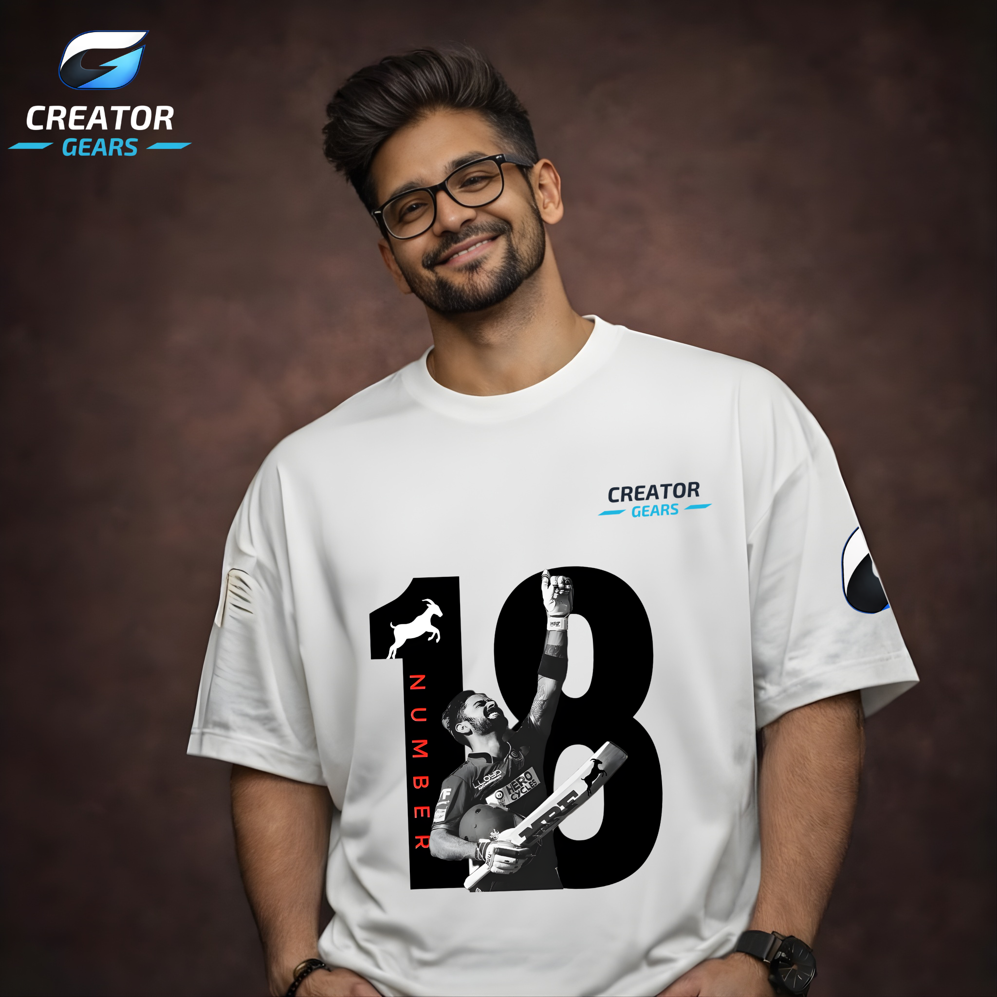 GOAT 18 | King Kohli legacy White Oversized Tee | Creator Gears