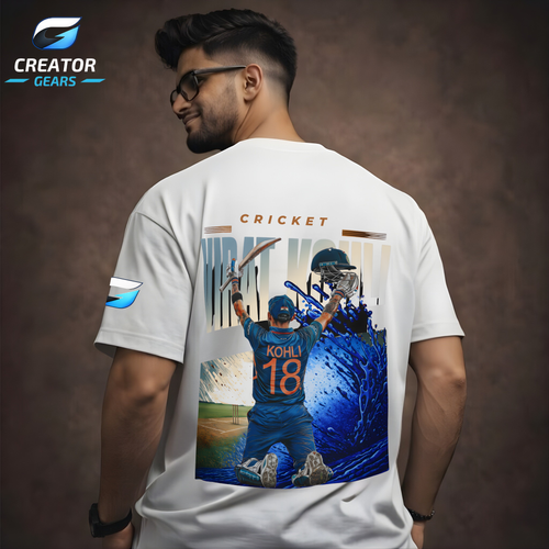 GOAT 18 | King Kohli legacy White Oversized Tee | Creator Gears