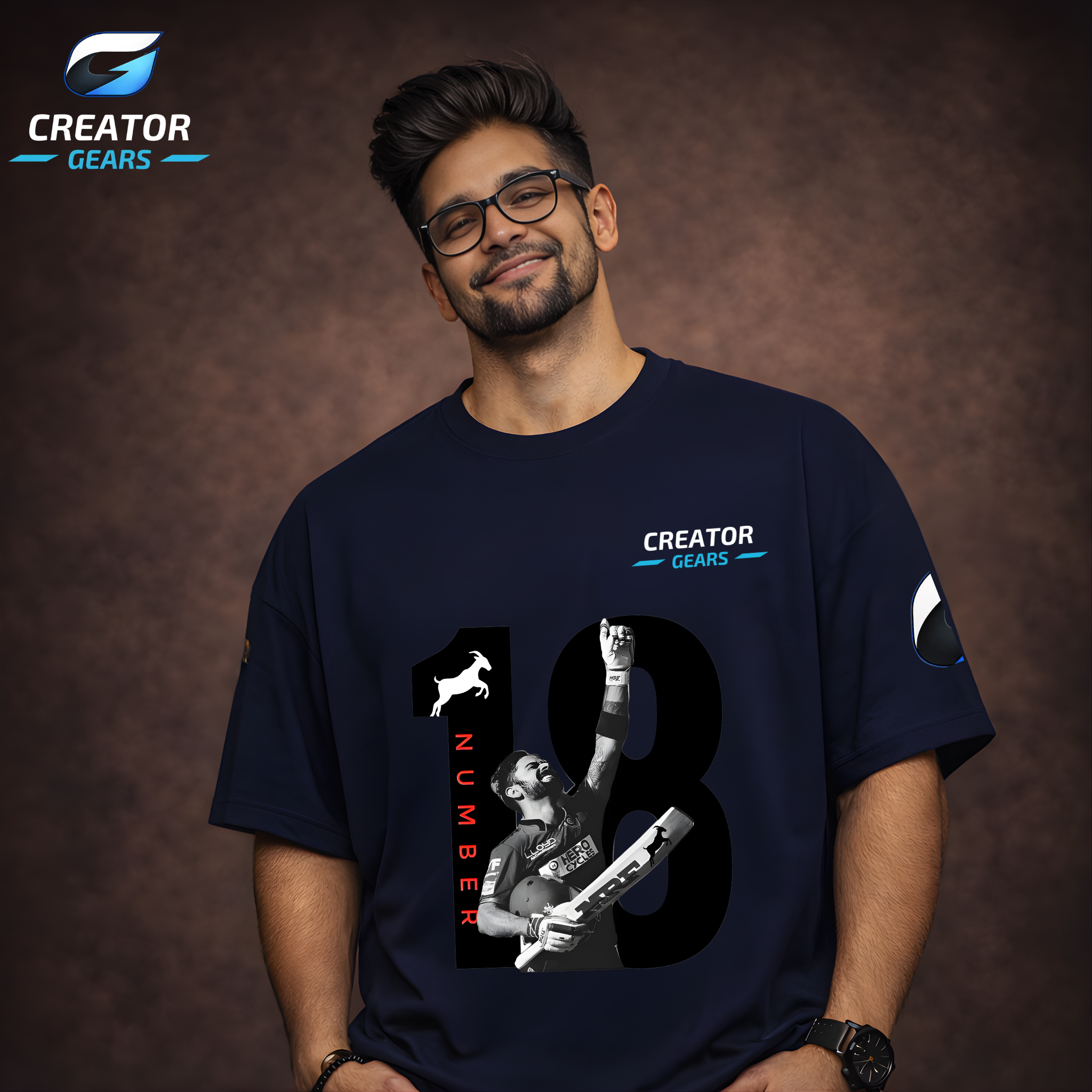 GOAT 18 | King Kohli legacy Oversized Tee  | Creator Gears
