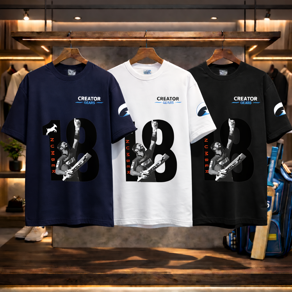 GOAT 18 | King Kohli legacy White Oversized Tee | Creator Gears